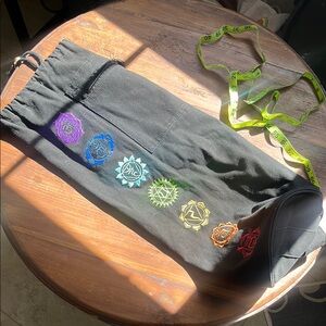 Black Chakra Embroidered Yoga Mat Bag